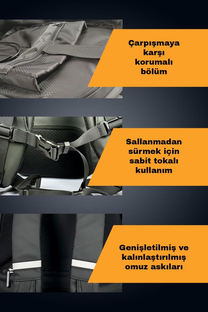 LED Gözlü Bluetooth Bağlantılı Motorcu Sırt Çantası Renkli