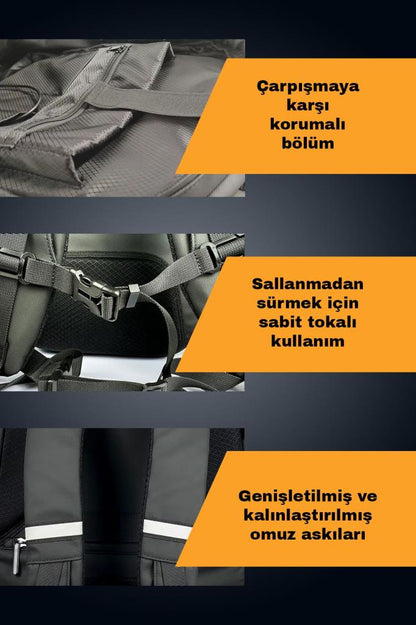 LED Gözlü Bluetooth Bağlantılı Motorcu Sırt Çantası Renkli