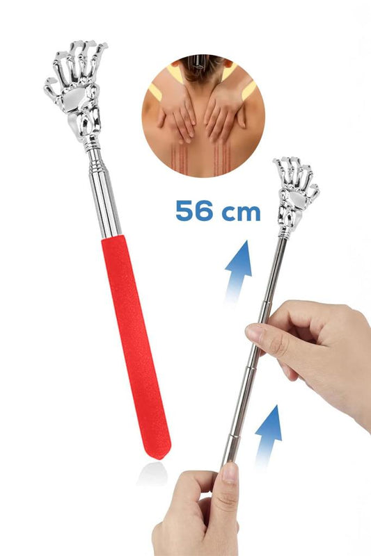 Metal El Şekilli Ayarlanabilir Sırt Kaşıma Çubuğu Kırmızı