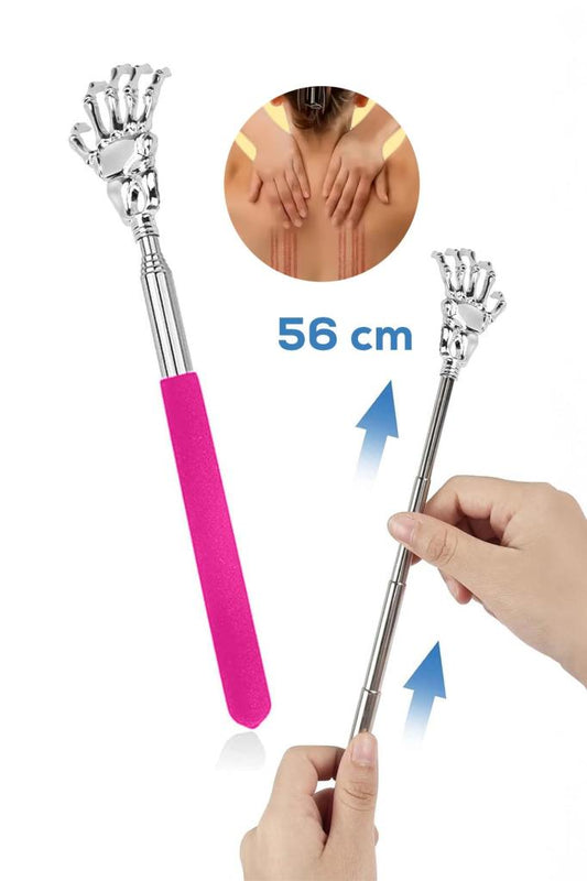 Metal El Şekilli Ayarlanabilir Sırt Kaşıma Çubuğu Pembe