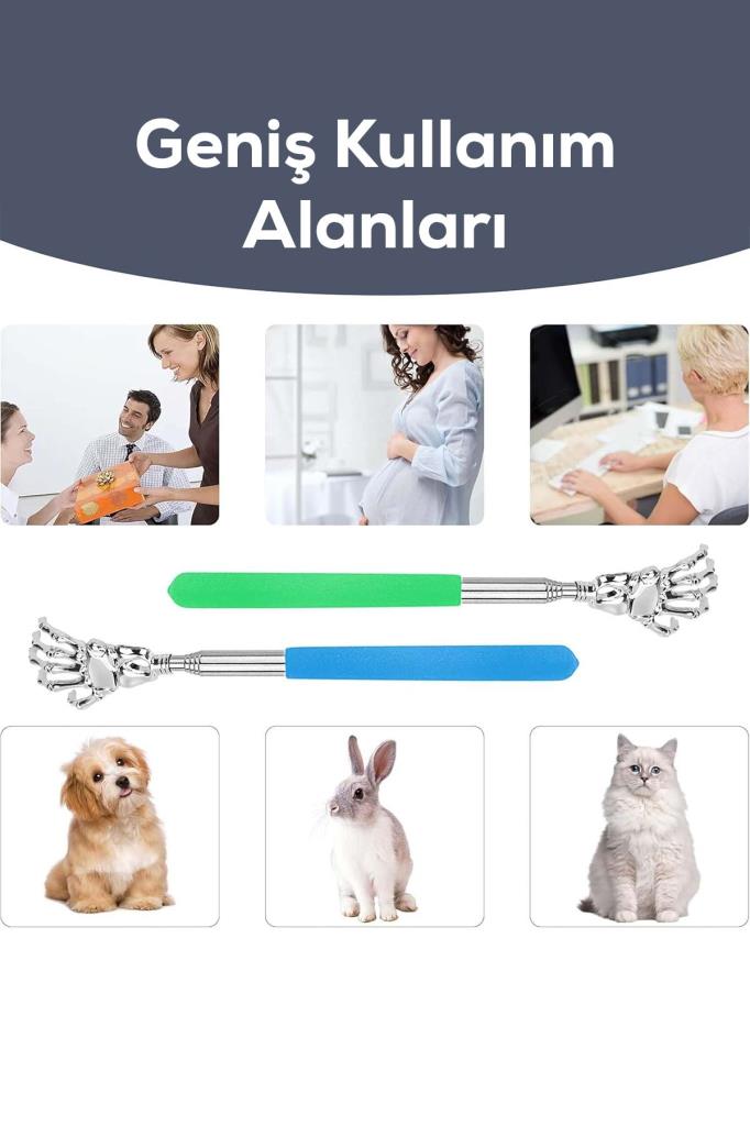 Metal El Şekilli Ayarlanabilir Sırt Kaşıma Çubuğu Siyah