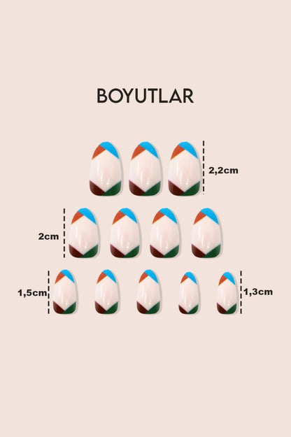 12'li Rengarenk Köşeli Tırnak D