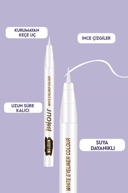 Ponponlu Beyaz Kalem Eyeliner