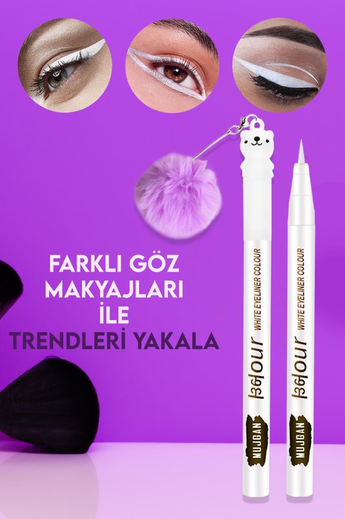 Ponponlu Beyaz Kalem Eyeliner