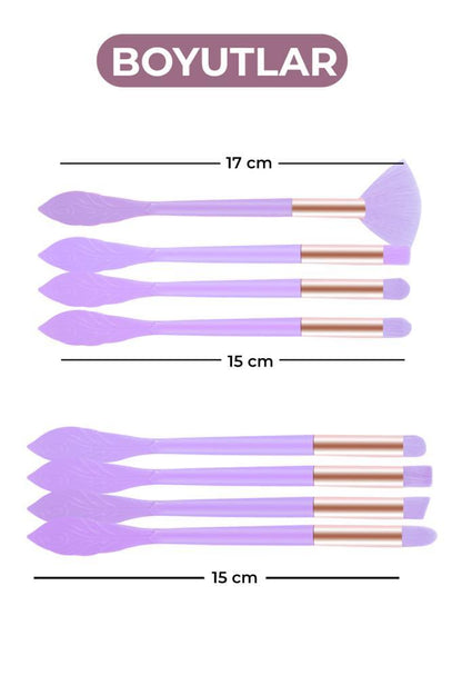 8'li Silindir Kutulu Fırça Seti Lila