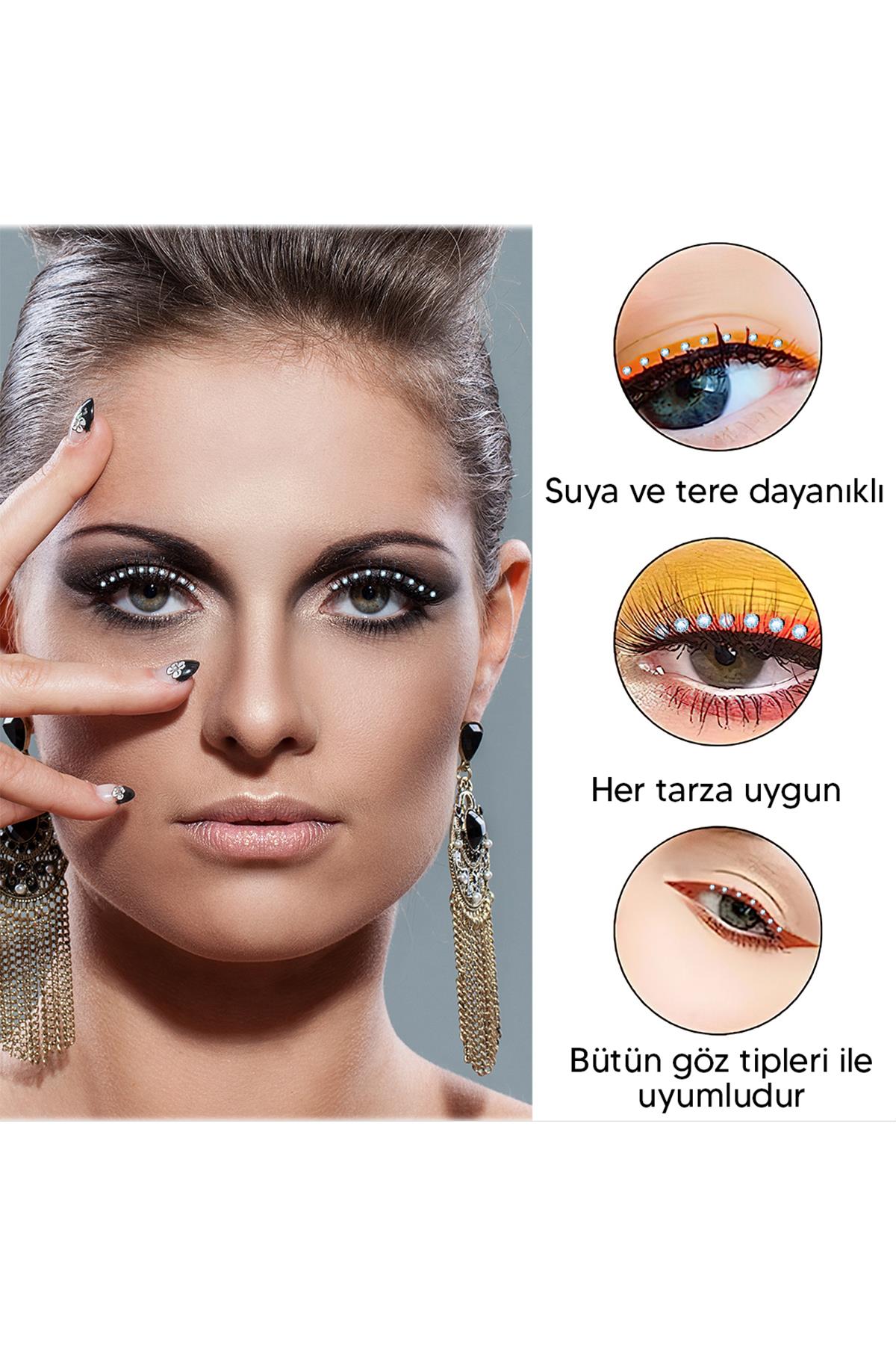 8'li Paket Taşlı Yapışkanlı Eyeliner