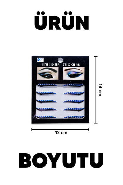 8'li Paket Taşlı Yapışkanlı Eyeliner