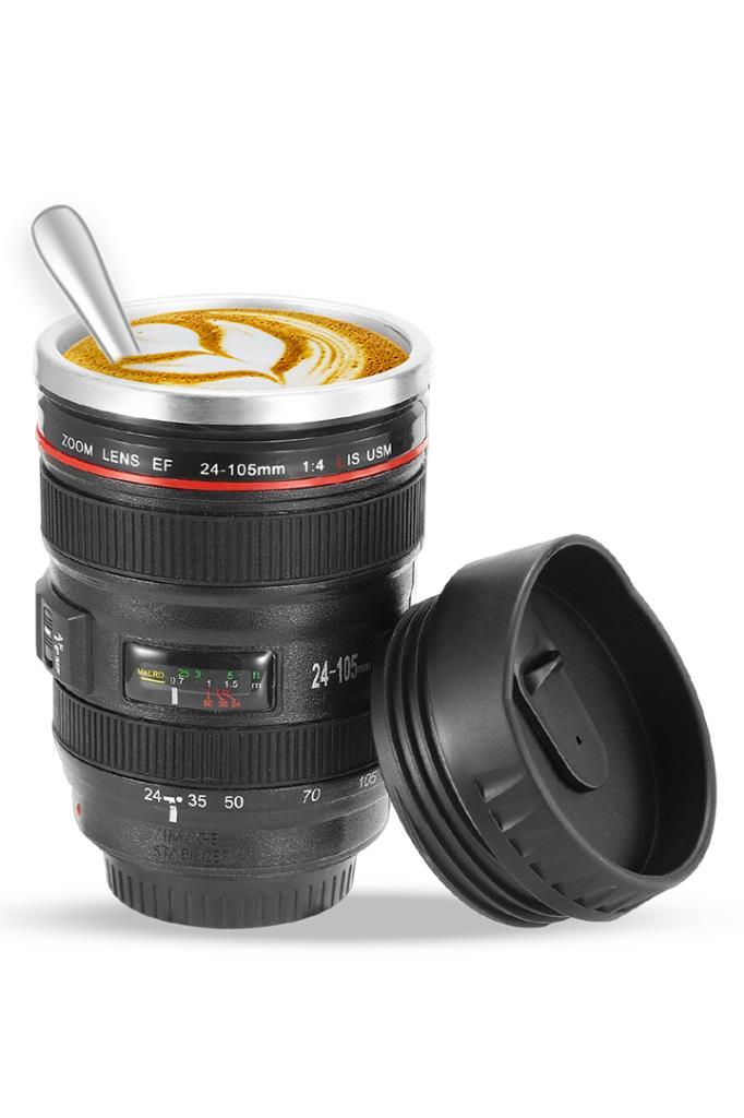Objektif Görünümlü Lens Çelik Kupa Kahve + Çay Termosu
