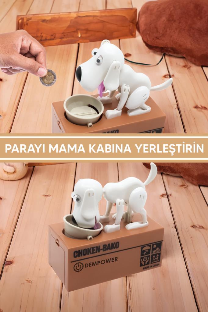 Para Yiyen Köpek Kumbara Beyaz