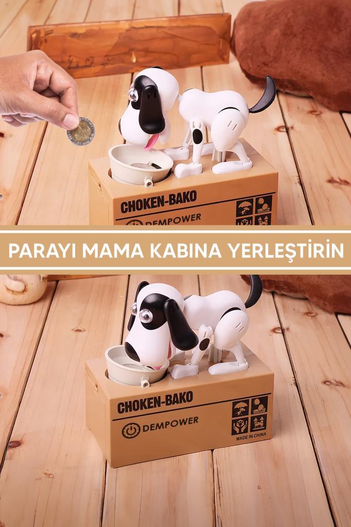 Para Yiyen Köpek Kumbara Siyah-Beyaz