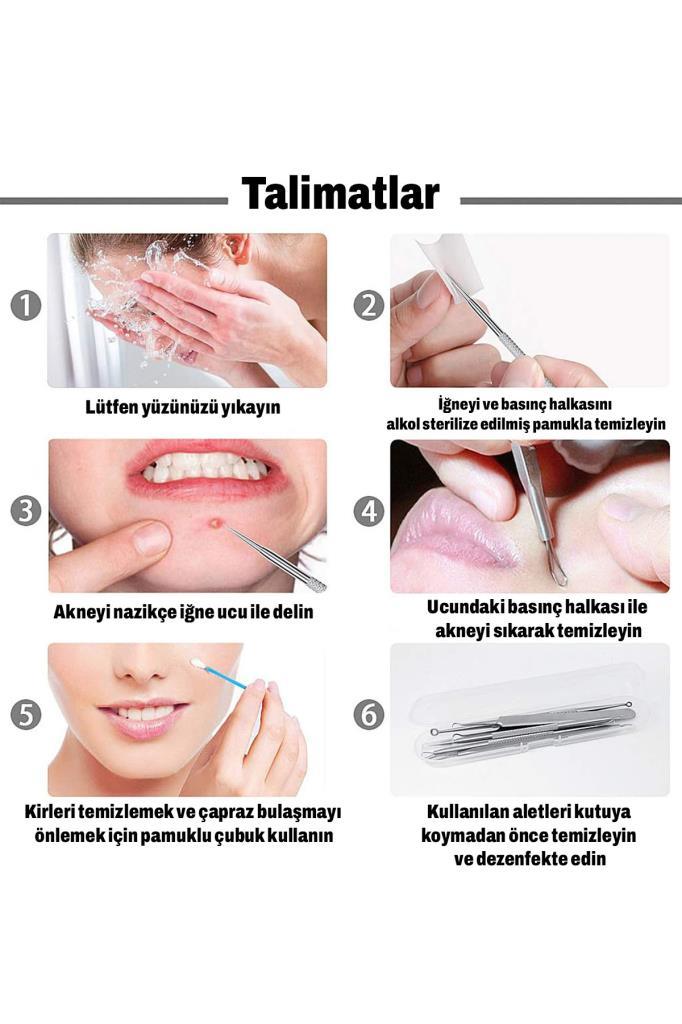 Paslanmaz Çelik Siyah Nokta Temizleyici 5'li Komedon Seti