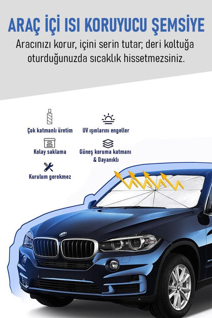 Portatif Araç Ön Cam Güneşlik Şemsiye