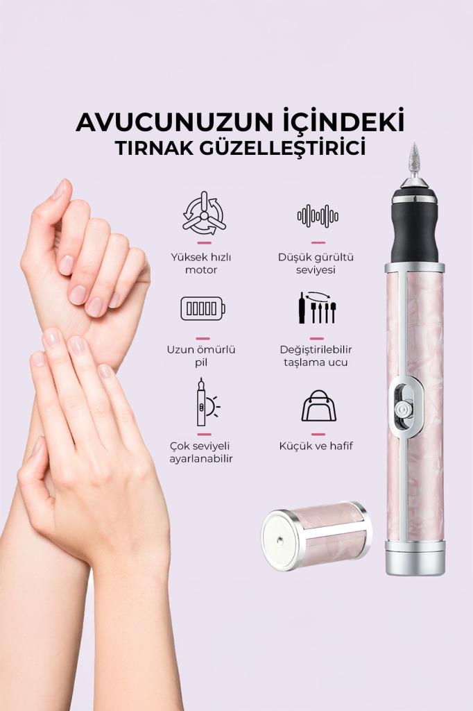 Şarjlı Taşınabilir 12 Parça Tırnak Manikür Pedikür Törpü Makinesi