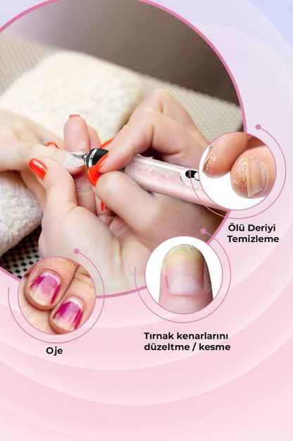 Şarjlı Taşınabilir 12 Parça Tırnak Manikür Pedikür Törpü Makinesi