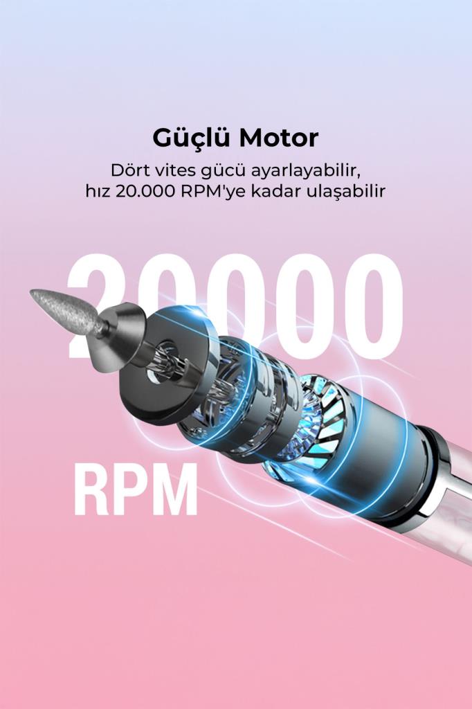 Şarjlı Taşınabilir 12 Parça Tırnak Manikür Pedikür Törpü Makinesi