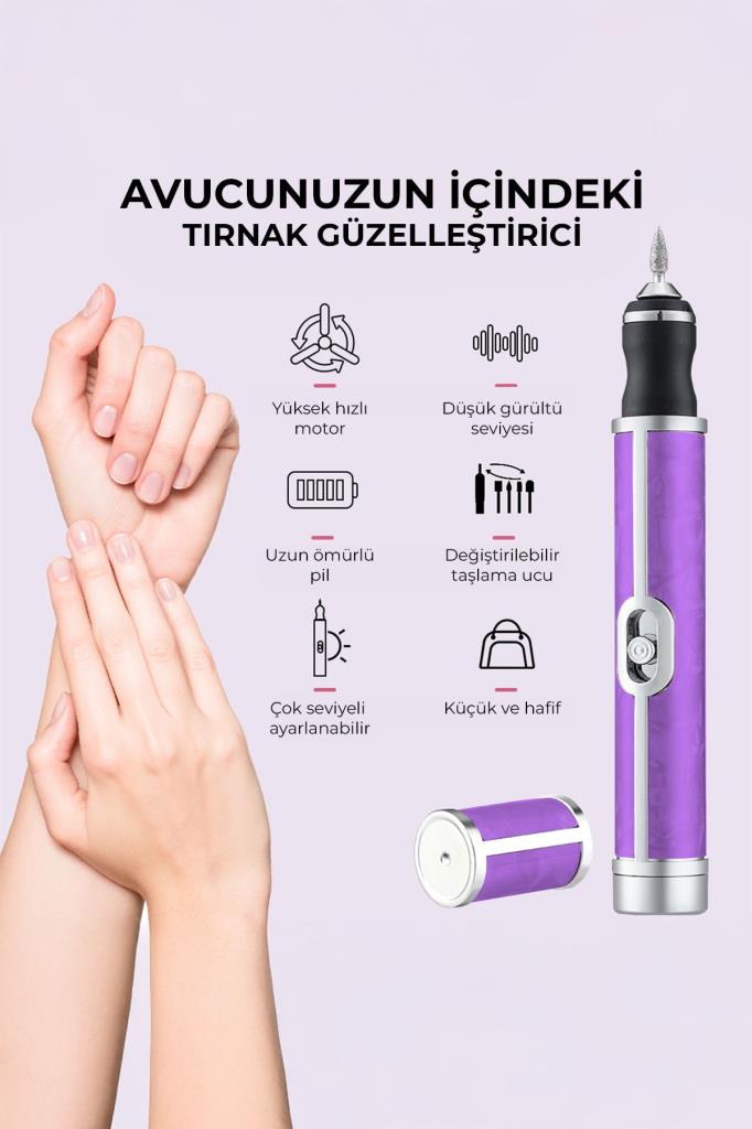 Şarjlı Taşınabilir 12 Parça Tırnak Manikür Pedikür Törpü Makinesi