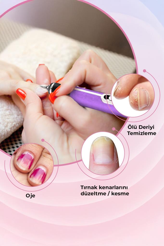 Şarjlı Taşınabilir 12 Parça Tırnak Manikür Pedikür Törpü Makinesi