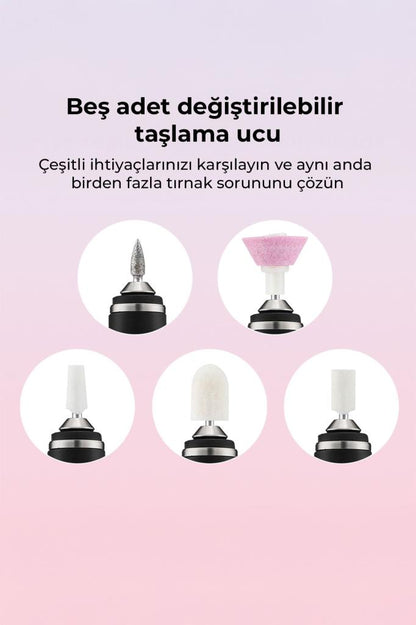Şarjlı Taşınabilir 12 Parça Tırnak Manikür Pedikür Törpü Makinesi