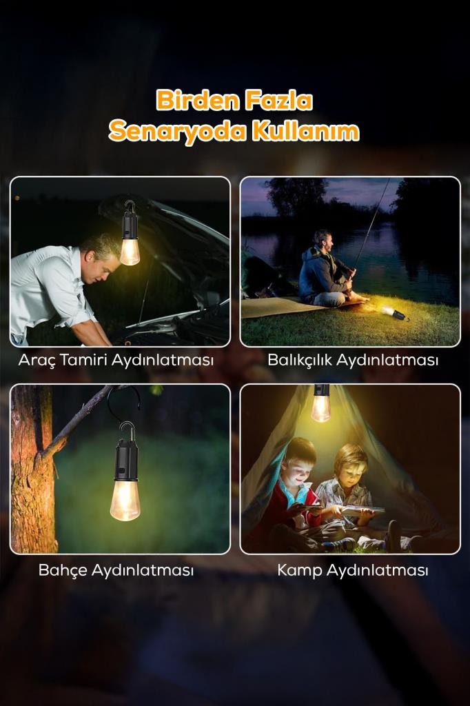 Şarjlı Taşınabilir Oval Şekilli Ampul 1 ADET