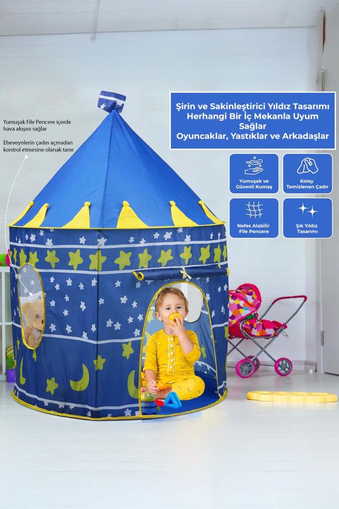 Şato Şekilli Katlanabilir Çocuk Oyun Çadırı