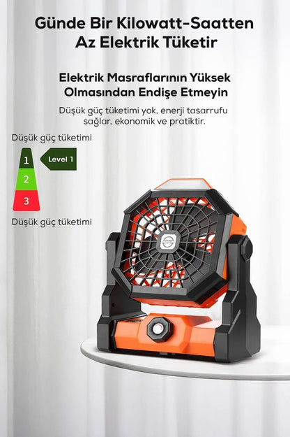 Sekizgen Şekilli Şarjlı Mini Kamp Vantilatörü