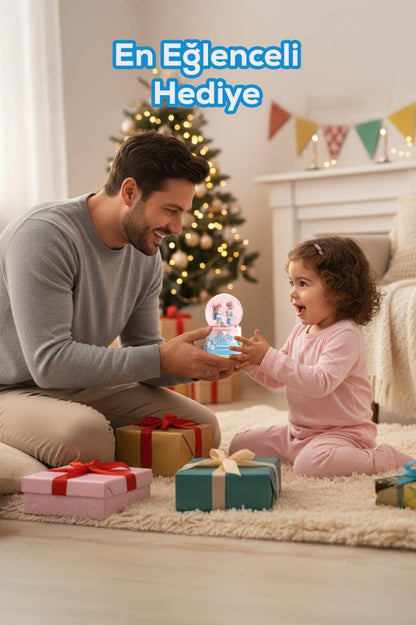 Sevgili Figürlü Müzikli LED Işıklı Kar Küresi