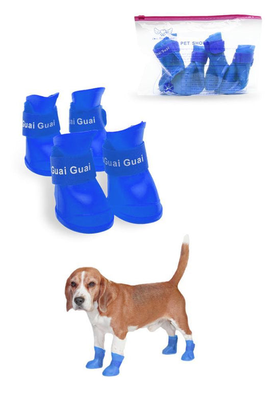 Silikon Su Geçirmez Kedi Köpek Ayakkabısı Mavi S Beden