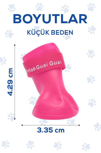 Silikon Su Geçirmez Kedi Köpek Ayakkabısı Pembe S Beden