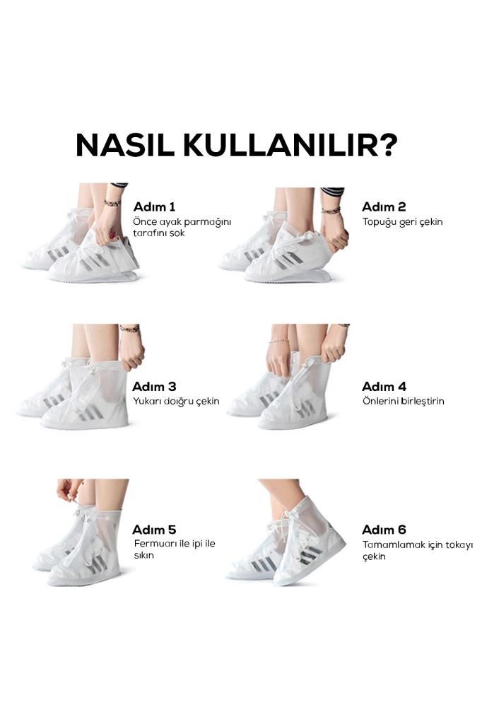 Silikon Yağmur Koruyucu Ayakkabı Kılıfı Kaymaz Su Kir Geçirmez Mavi 2XL