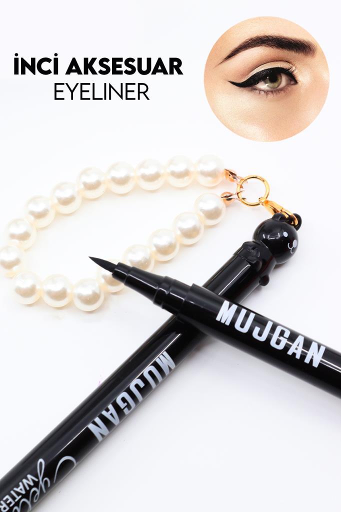 Siyah Kaş Kalemi - İnci Aksesuarlı Eyeliner- Vücut Simi Seti