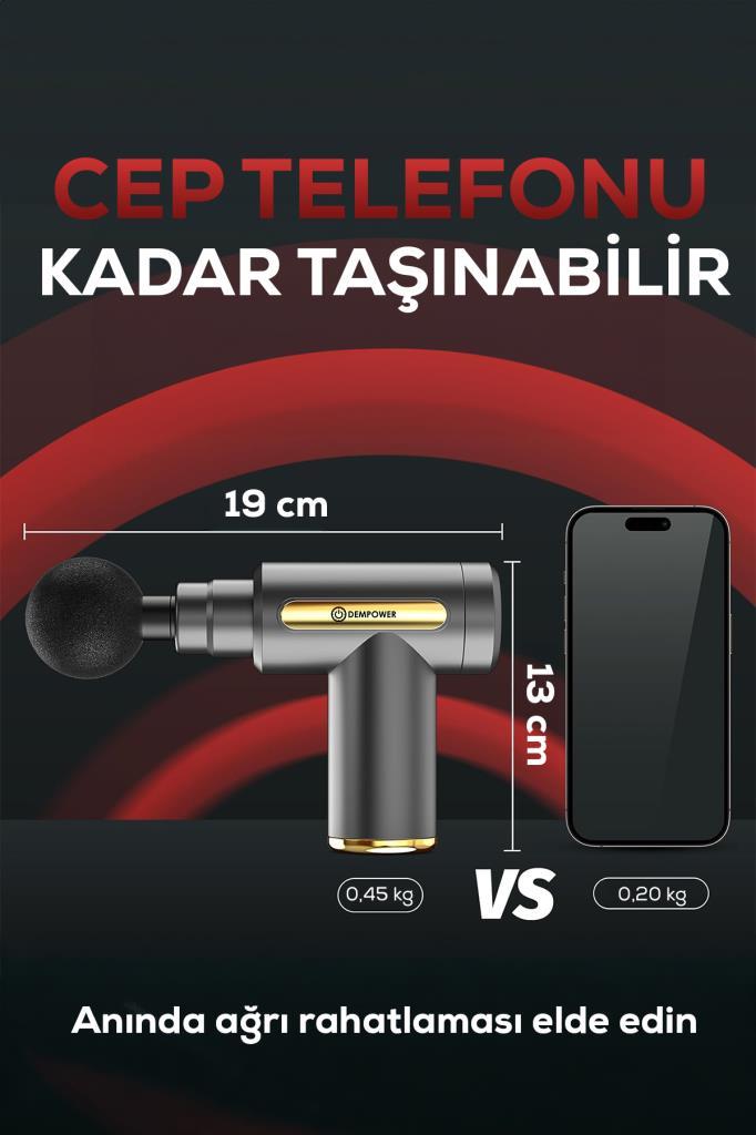 Titreşimli Masaj Tabancası 4 Başlıklı Gri