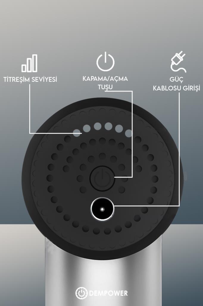 Titreşimli Masaj Tabancası 4 Başlıklı Gri