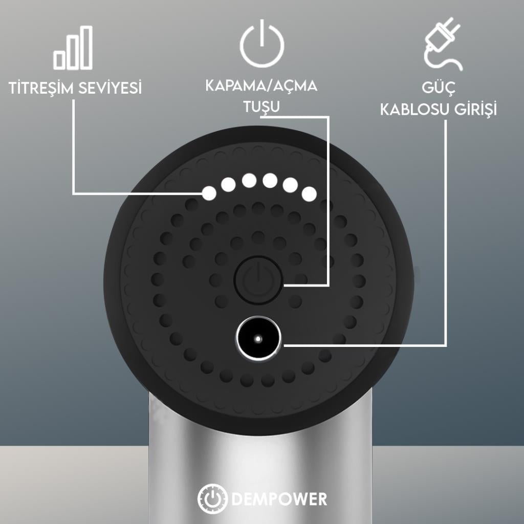 Titreşimli Masaj Tabancası 4 Başlıklı Siyah