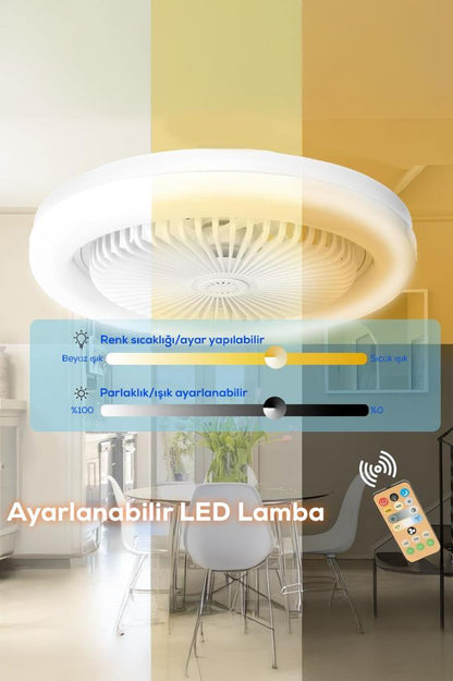 Uzaktan Kumandalı Ayarlanabilir LED Lamba Tavan Vantilatörü