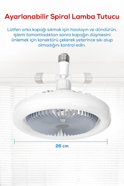 Uzaktan Kumandalı Ayarlanabilir LED Lamba Tavan Vantilatörü