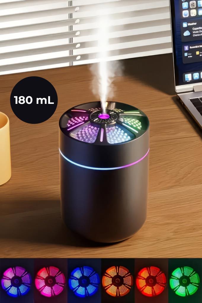 Yuvarlak Petek Tasarımlı RGB Buhar Makinesi 180ML