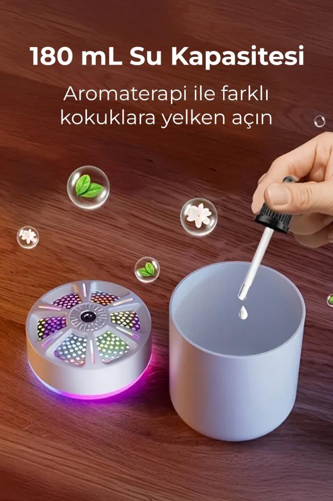 Yuvarlak Petek Tasarımlı RGB Buhar Makinesi 180ML