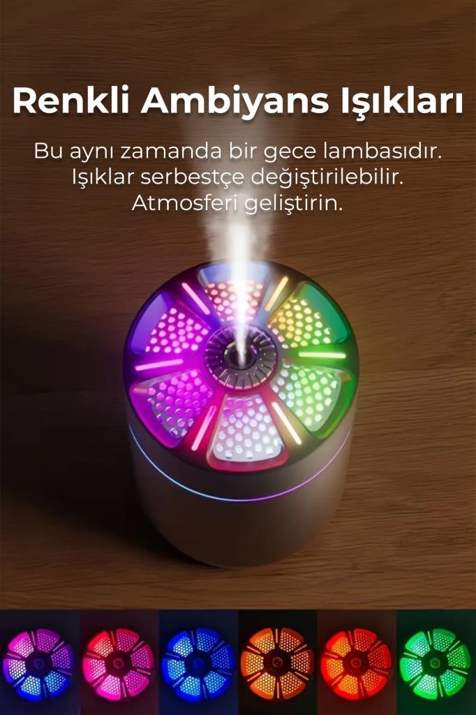 Yuvarlak Petek Tasarımlı RGB Buhar Makinesi 180ML