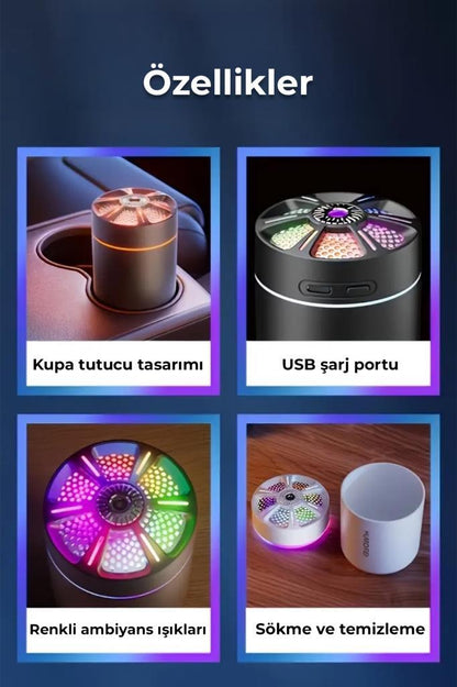 Yuvarlak Petek Tasarımlı RGB Buhar Makinesi 180ML