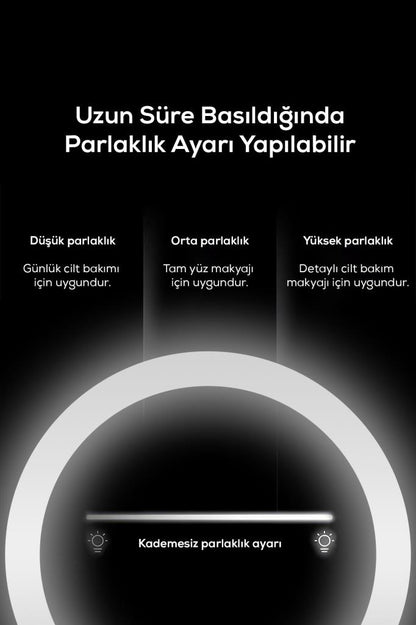 Yuvarlak Şekilli Dokunmatik LED Işıklı Makyaj Aynası