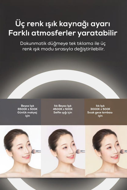 Yuvarlak Şekilli Dokunmatik LED Işıklı Makyaj Aynası